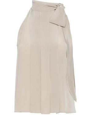 Max Mara Blusa Con Cuello Con Lazo - Blanco