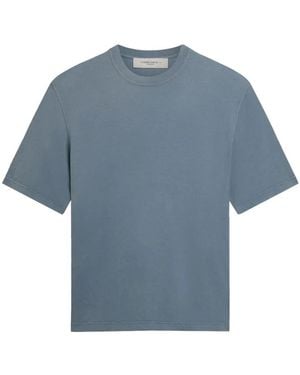 Golden Goose Relaxed Fit T-Shirt Faded Cotton Jersey Logo Patch - Blue