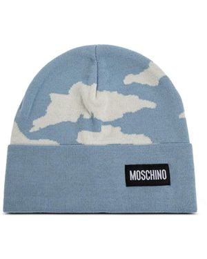 Moschino Cloud-Print Wool Beanie - Blue