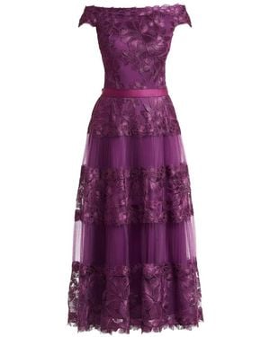 Tadashi Shoji Adriane Floral-Embroidered Midi Dress - Purple