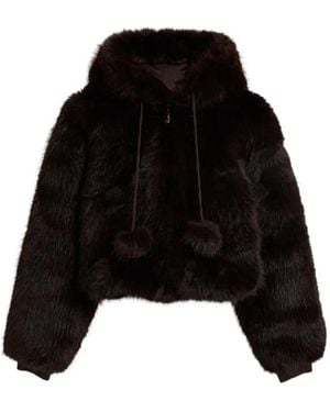 Juicy Couture Java Hooded Faux-Fur Jacket - Black