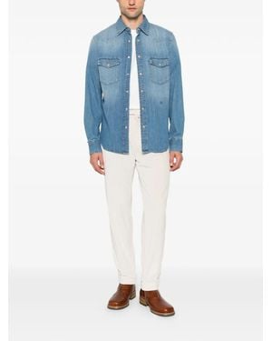 Berwich Chiaia Gd Pleated Corduroy Trousers - Blue