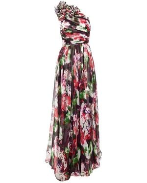 Costarellos Floral-Print One-Shoulder Maxi Dress - White