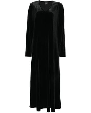 Marina Rinaldi Velvet V-Neck Maxi Dress - Black