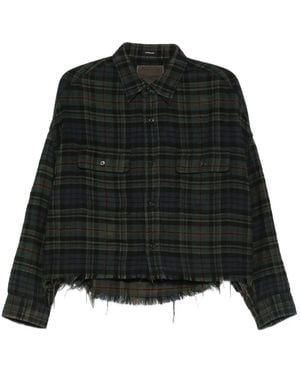 R13 Frayed Plaid Shirt - Black