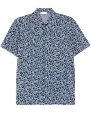 Gran Sasso Floral-Print Polo Shirt - Blue