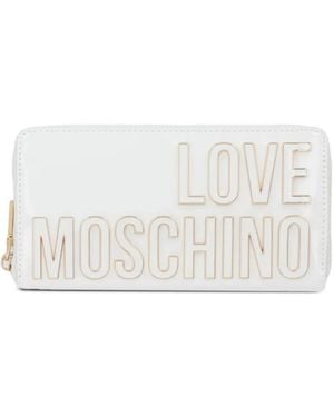 Love Moschino Logo-Lettering Zip-Around Wallet - White