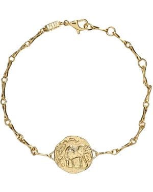 Azlee 18K Elefante Diamond Single Coin Bracelet - Metallic