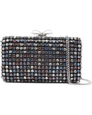 Self-Portrait Multi Crystal Chainmail Clutch - Grey