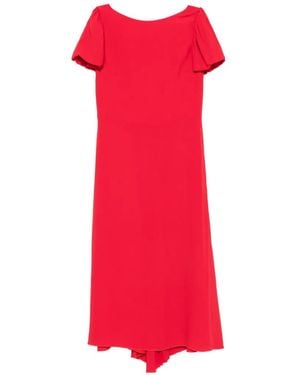 N°21 Vestido Midi Con Mangas Onduladas - Rojo