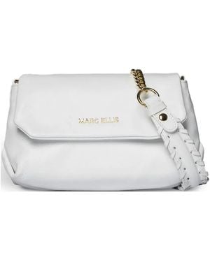 Marc Ellis Small Elodie Logo-Lettering Shoulder Bag - White