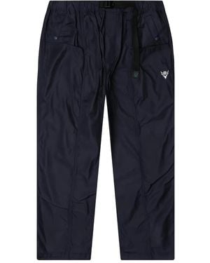 South2 West8 Logo-Print Trousers - Blue