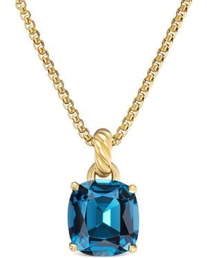 David Yurman Marbella トパーズ ペンダント 12mm 18kイエローゴールド - ブルー