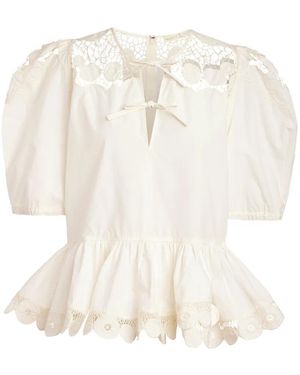 Marie Oliver Lucile Lace Peplum Top - White