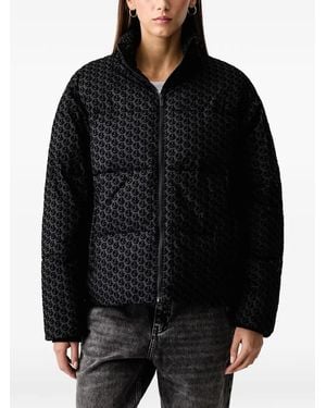 KARL LAGERFELD Monogram-Pattern Padded Jacket - Black