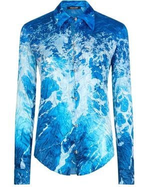 Roberto Cavalli Ocean-Print Shirt - Blue