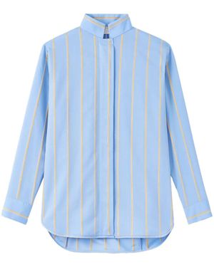 D'Estree Robert Gathered-Detail Striped Blouse - Blue