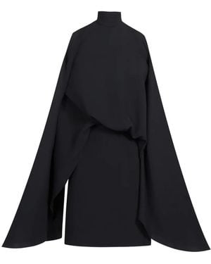 ‎Taller Marmo Bacall High-Neck Open-Sleeve Dress - Black
