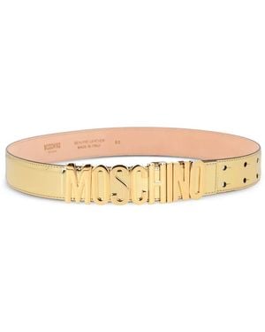 Moschino Logo-Buckle Belt - Natural