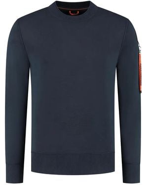 Parajumpers Crew-Neck Logo-Patch Sweater - Blue