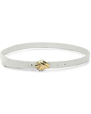 Anderson's Knotted-Buckle Leather Belt - White