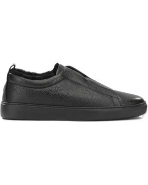 Henderson Round-Toe Leather Trainers - Black