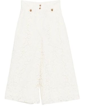 Zimmermann Pantalones Luna Con Encaje - Blanco