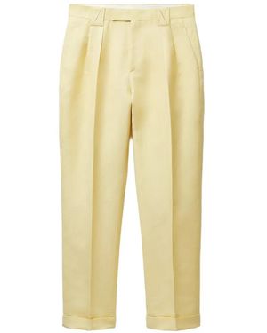 Versace Wool-Linen Formal Pants - Yellow