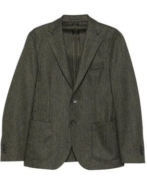 Luigi Bianchi Herringbone-Weave Notched-Lapel Blazer - Green