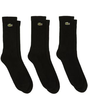 Lacoste 3Er-Set Socken Mit Logo-Stickerei - Schwarz