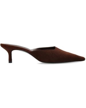 Black Suede Studio Riley Suede Mules - Brown