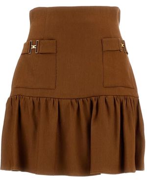 Elisabetta Franchi フロントポケット ミニスカート - ブラウン