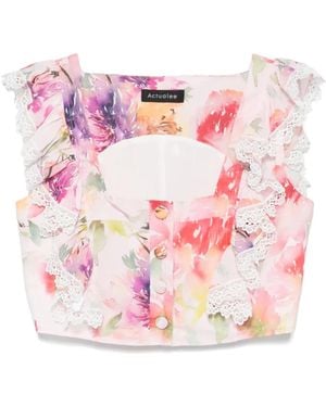 ACTUALEE Floral-Print Tank Top - Pink