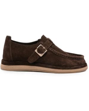SERGIO MORETTI FIRENZE Buckle-Fastening Suede Loafers - Brown