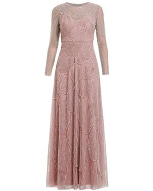 Mac Duggal Vestido midi con detalle de cuentas - Rosa