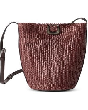 Brunello Cucinelli Bolso Bombonera Sartorial Pequeño De Rafia - Morado