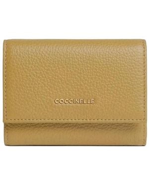 Coccinelle Press-Stud Leather Purse - Natural