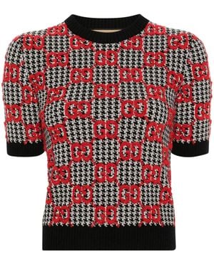 Gucci GG-jacquard Knitted Wool Top - Red