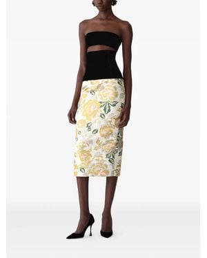 Carolina Herrera Robe Mi-Longue À Fleurs En Jacquard - Métallisé