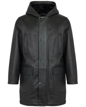 Yves Salomon Hooded Shearling Coat - Black