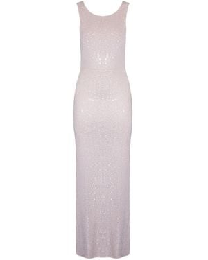 Twentyfourhaitch Rhinestone Tulle Dress - White