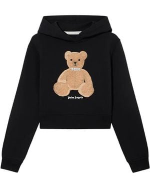 Palm Angels Teddy Bear Cropped Hoodie - Black