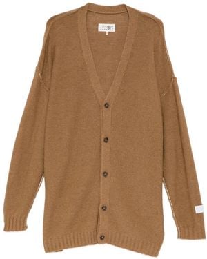 MM6 by Maison Margiela V-Neck Button-Up Cardigan - Natural