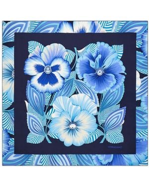 Ferragamo Brezza-Print Silk Scarf - Blue