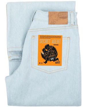 Naked & Famous Wide Wild West Secret Agent Denim Jeans - Blue
