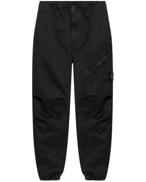 Stone Island Cargo-Pocket Elasticated-Waist Trousers - Black
