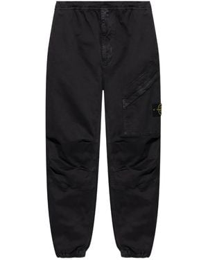 Stone Island Cargo-Pocket Elasticated-Waist Trousers - Black