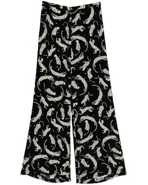 forte_forte Leopard-Print Velvet-Effect Pants - White