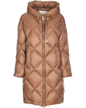 Max Mara Trefe Quilted Hooded Down Jacket - Brown