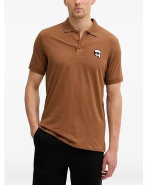 Karl Lagerfeld Ikon-Patch Polo Shirt - Black